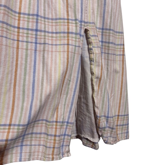 Madewell Size Small Pastel Plaid Clara Midi Dress Linen Blend Boho Cottagecore - Picture 5 of 8